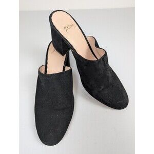 J Crew Shoes High Block Heel Mules Suede J8226 6.5 Heels Black $178